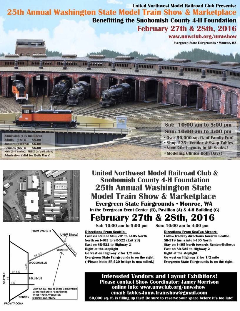 UNW Model Train Show in Monroe, WA this Weekend to the 4th