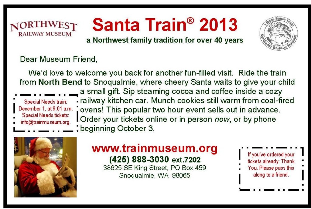 Santa Train tickets available NOW! to the 4th Division