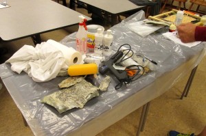 Nick Muff's foam rock molding presentation materials laid out and ready