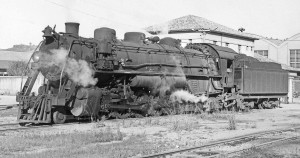 Fig 5 Meter-Gauge Texas-type #301, Baldwin 1940, awaits coal-train duty at Tuburao in 1976