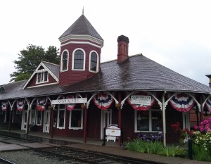 Northwest Railway Museum depot prepared for Memorial Day 2014.