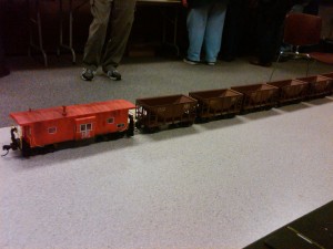 Ore cars and caboose decaled by Diane Kraus