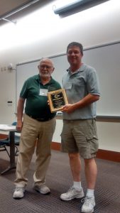Kevin Klettke (right) receiving Timetable and Train Order Awards from Russ Segner (left) at the 2016 4th Division Spring Meet.