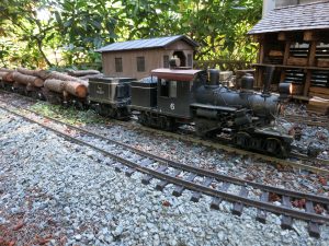 Climax #6 Rolling along on John's garden railroad.
