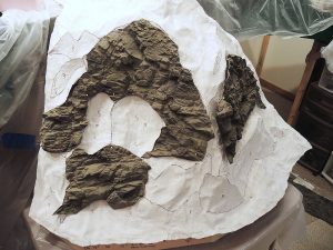 Fig 11 – Rubber Rocks Pinned to Hardshell Before Gluing